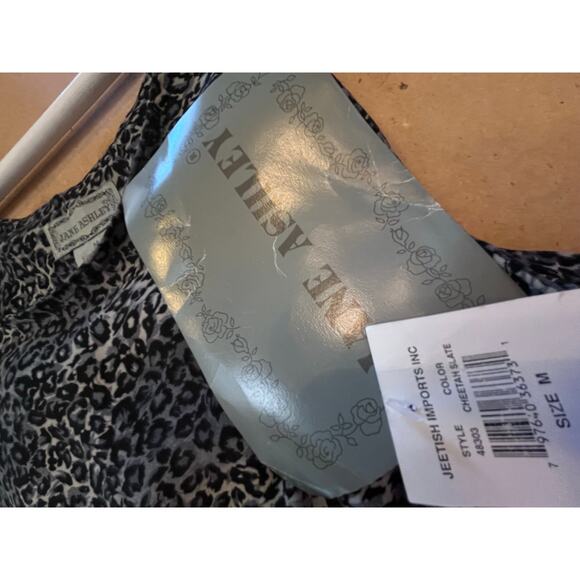 Vintage NWT Jane Ashley Womens Size Med Gray Cheetah Print Jumper Moleskin Dress - Picture 6 of 9